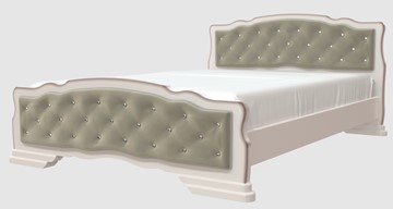 Кровать полутороспальная Карина-10 (Дуб Молочный, светлая обивка) 140х200 в Иваново