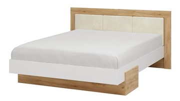 Спальная кровать Тоскана 1400 (Дуб крафт золотой/Белый поры глубокие) с основанием в Иваново