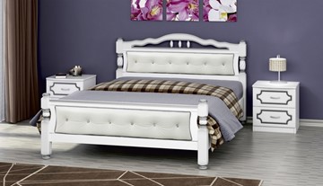 Двуспальная кровать Карина-11 (Белый Жемчуг, светлая обивка) 160х200 в Иваново