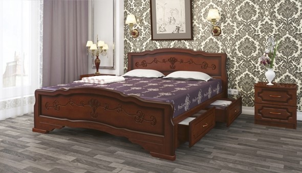 Кровать с выкатными ящиками Карина-6 (Орех) 140х200 в Иваново - изображение