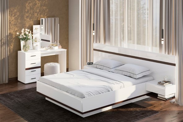 Гарнитур спальный Соло, белый/белый глянец/венге в Иваново - изображение