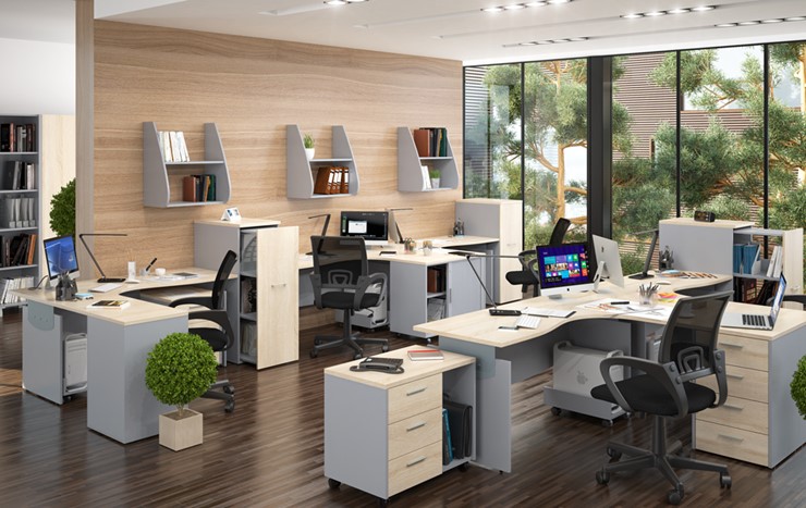 Офисный набор мебели OFFIX-NEW для 4 сотрудников с двумя шкафами в Иваново - изображение 1