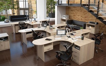 Набор мебели в офис SIMPLE с эргономичными столами и тумбами в Иваново - предосмотр