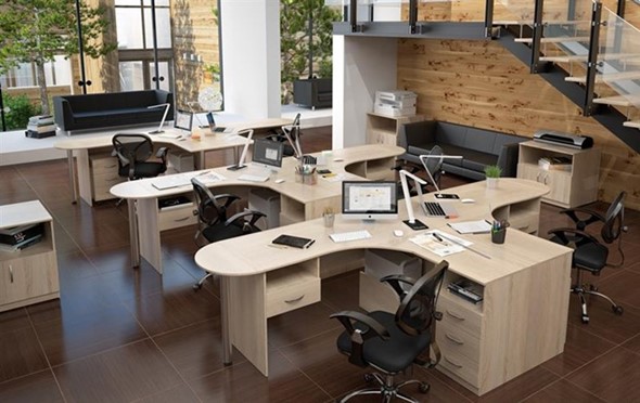 Набор мебели в офис SIMPLE с эргономичными столами и тумбами в Иваново - изображение