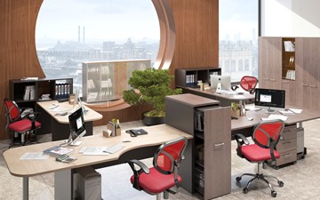Комплект офисной мебели Xten, для двух сотрудников с тумбой в Иваново