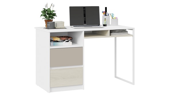 Письменный стол Сканди СМ-386.15.02-20 (Дуб Гарден, Белая, Глиняный серый) в Иваново - изображение