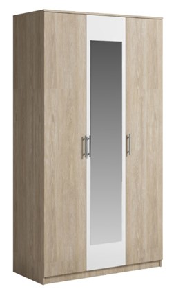 Шкаф 3 двери Светлана, с зеркалом, белый/дуб сонома в Иваново - изображение