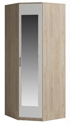 Распашной шкаф угловой Светлана, с зеркалом, белый/дуб сонома в Иваново - изображение