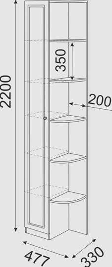 Угловой шкаф-стеллаж Беатрис М13 левый (Орех Гепланкт) в Иваново - изображение 3