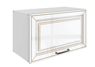 Шкаф на кухню Атланта L600 Н360 (1 дв. гл.) эмаль (белый/белый глянец патина золото) в Иваново