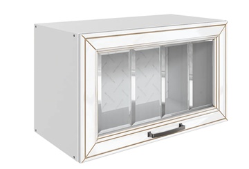Кухонный шкаф Атланта L600 Н360 (1 дв. рам.) эмаль (белый/белый глянец патина золото) в Иваново
