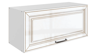 Кухонный навесной шкаф Атланта L800 Н360 (1 дв. гл.) эмаль (белый/белый глянец патина золото) в Иваново