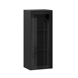 Навесной кухонный шкаф высокий со стеклом 400 Индиго ЛД 298.420.000.068, Чёрный/Чёрный в Иваново