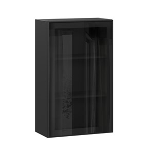 Шкаф настенный высокий со стеклом 600 Индиго ЛД 298.450.000.170, Чёрный/Чёрный в Иваново