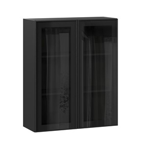Шкаф на кухню высокий со стеклом 800 Индиго ЛД 298.460.000.156, Чёрный/Чёрный в Иваново