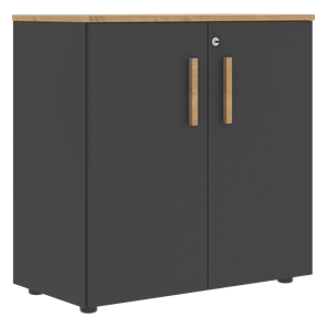 Низкий шкаф широкий с малыми дверцами FORTA Графит-Дуб Гамильтон  FLC 80.1(Z) (798х404х801) в Иваново
