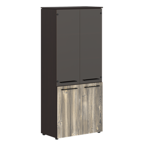 Шкаф колонка со стеклянными и глухими дверями MORRIS  Дуб Базель/Венге Магия MHC 85.2 (854х423х1956) в Иваново