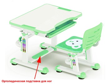 Парта растущая + стул Mealux BD-08 Teddy, green, зеленая в Иваново