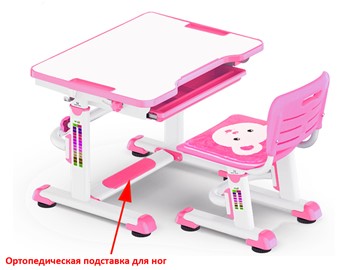 Растущая парта + стул Mealux BD-08 Teddy, pink, розовая в Иваново