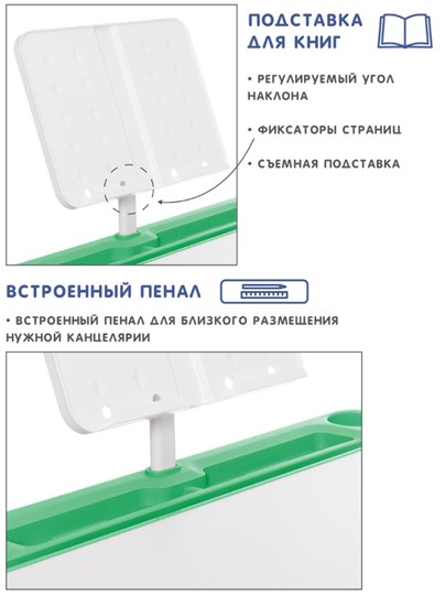 Растущая парта и растущий стул SET HOLTO-17А, зеленый в Иваново - изображение 6