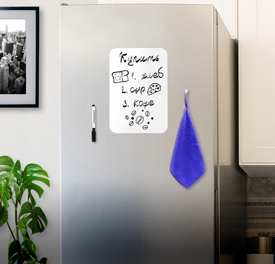 Доска магнитно-маркерная на холодильник BRAUBERG, 30х21 см с маркером, магнитом и салфеткой в Иваново - изображение 2